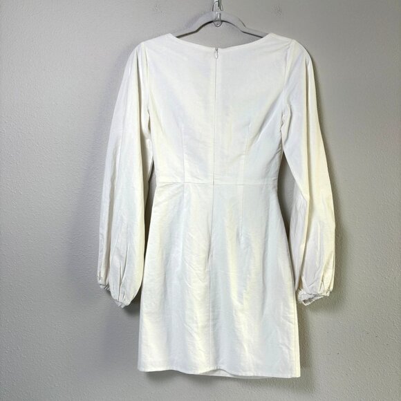 Sabo Minna Button Dress Size XS White Mini Long Balloon Sleeves Cotton NWT - Picture 4 of 16